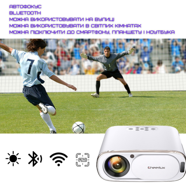 Проєктор портативний Cheerlux C16 Android 9.0 Full HD 1920х1080 P Wifi міні Led 4000 Lm з динаміком та Bluetooth 5.0 - фото 9