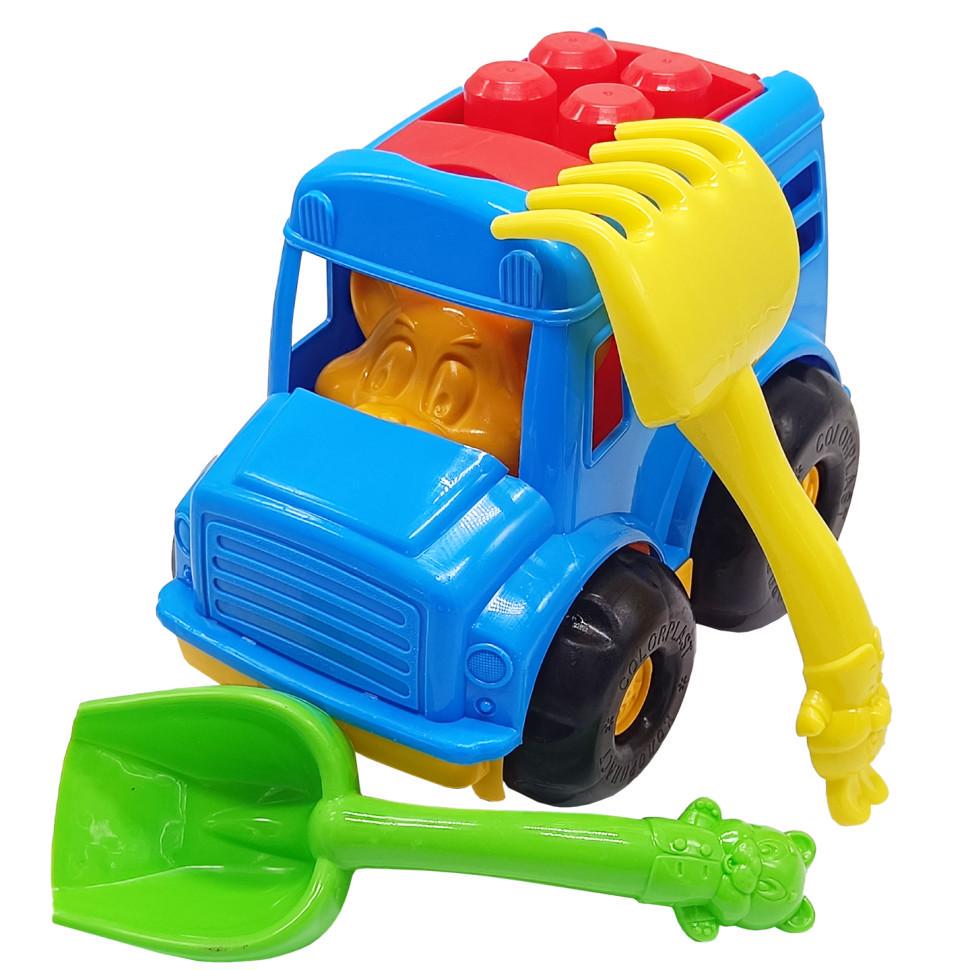 Дитячий пісочний набір "Автобус-бусік" 0091 лопатка/граблі Синій (RLT53168s65837)