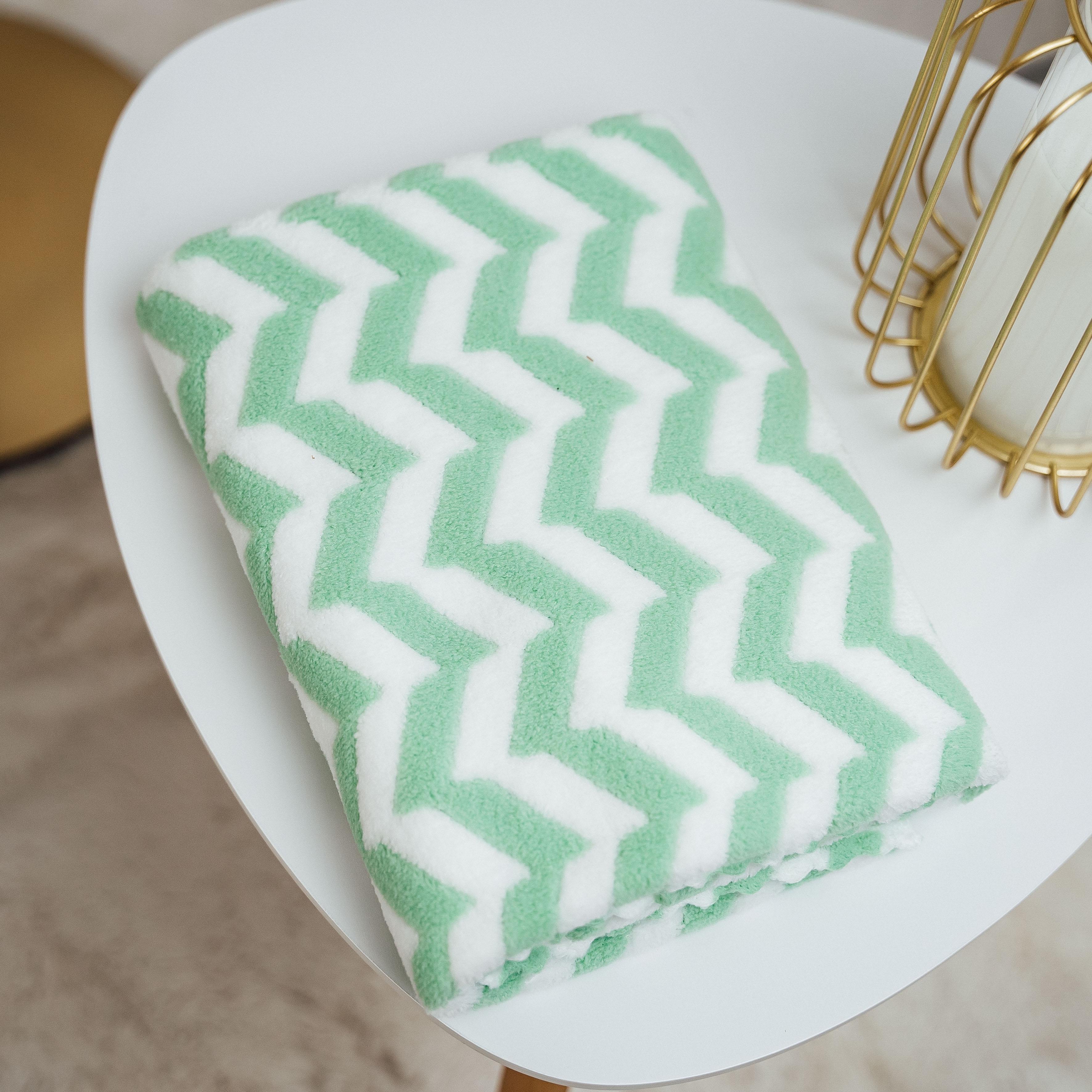 Полотенце банное 86443 Зигзаги 140х70 см Бело-зеленый (8409_83)