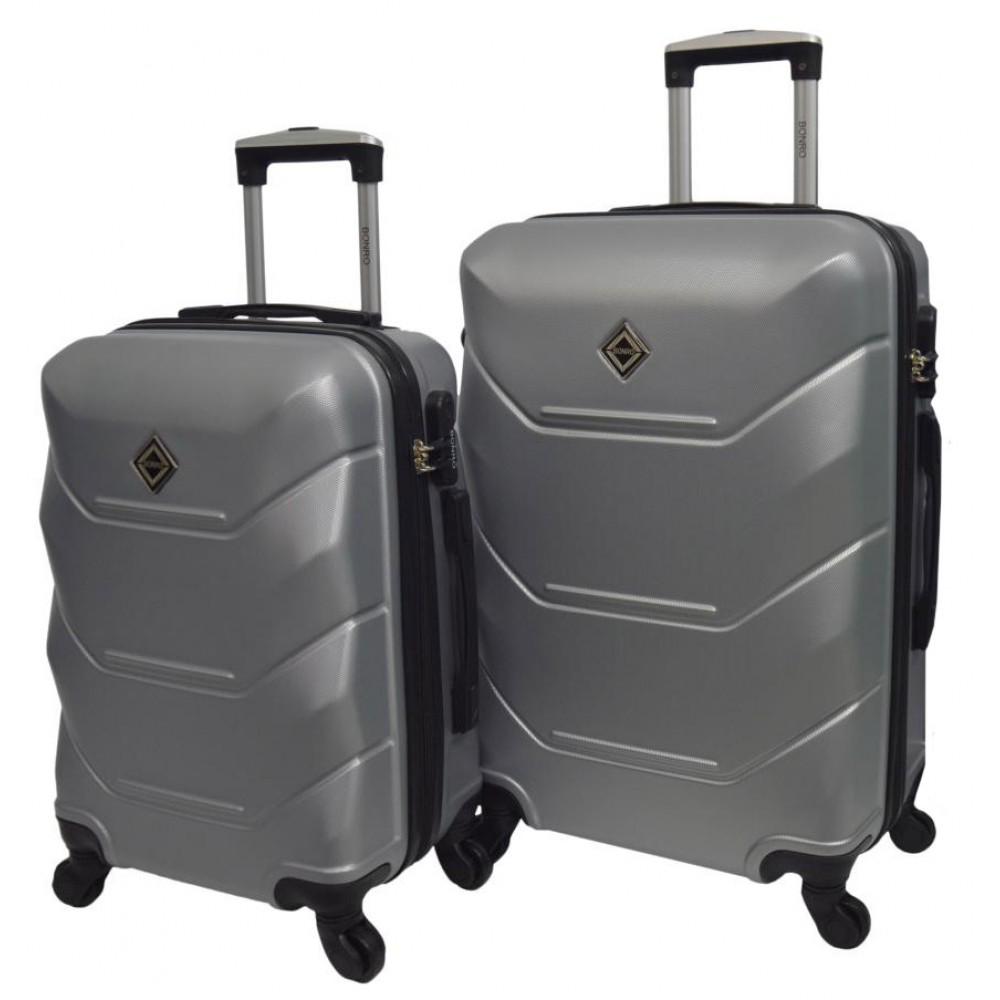 Комплект чемоданов из пластика 003 2 шт. средняя/большая Серебряный (333338)