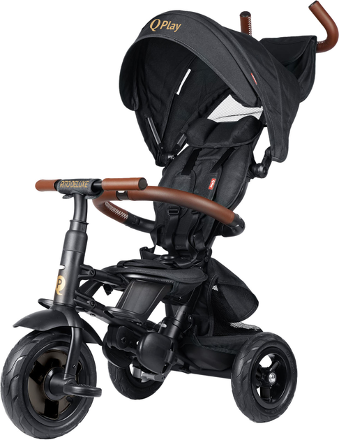Велосипед триколісний складаний Qplay Rito Deluxe 6в1 з батьківською ручкою Чорний