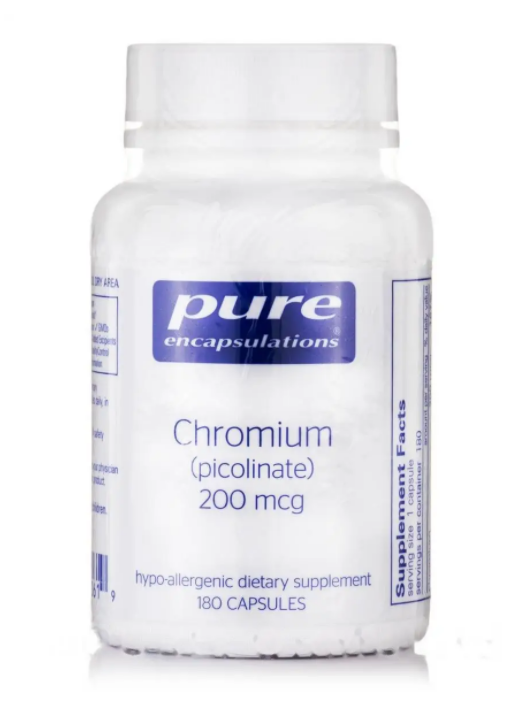 Микроэлемент Хром Pure Encapsulations Chromium picolinate 200 mcg 180 Caps (PE-00061)
