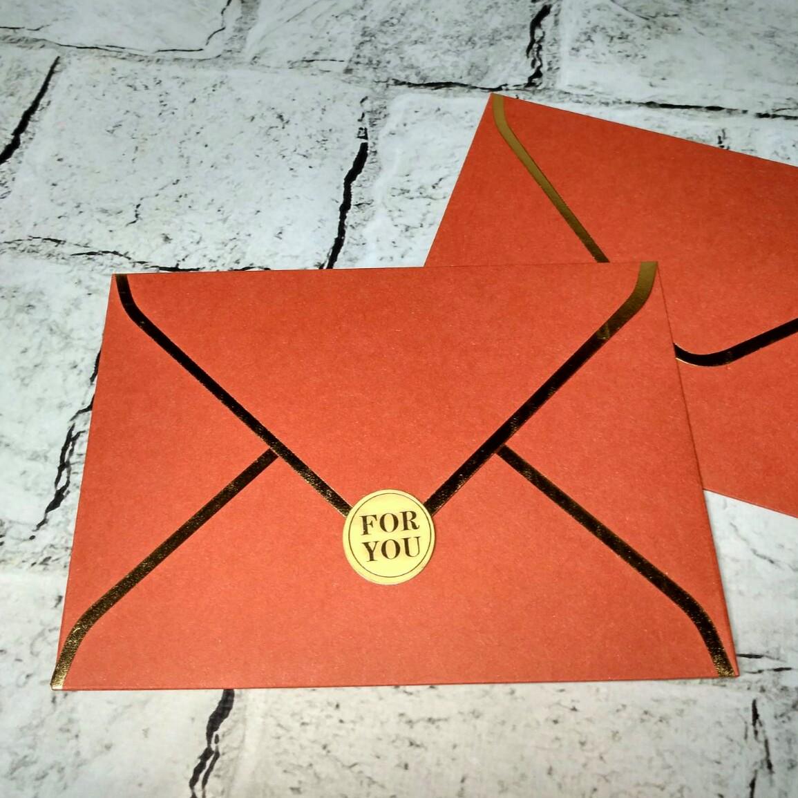 Конверт бумажный Премиум Gold 12,5х17,4 см Коралловый (5-85941)