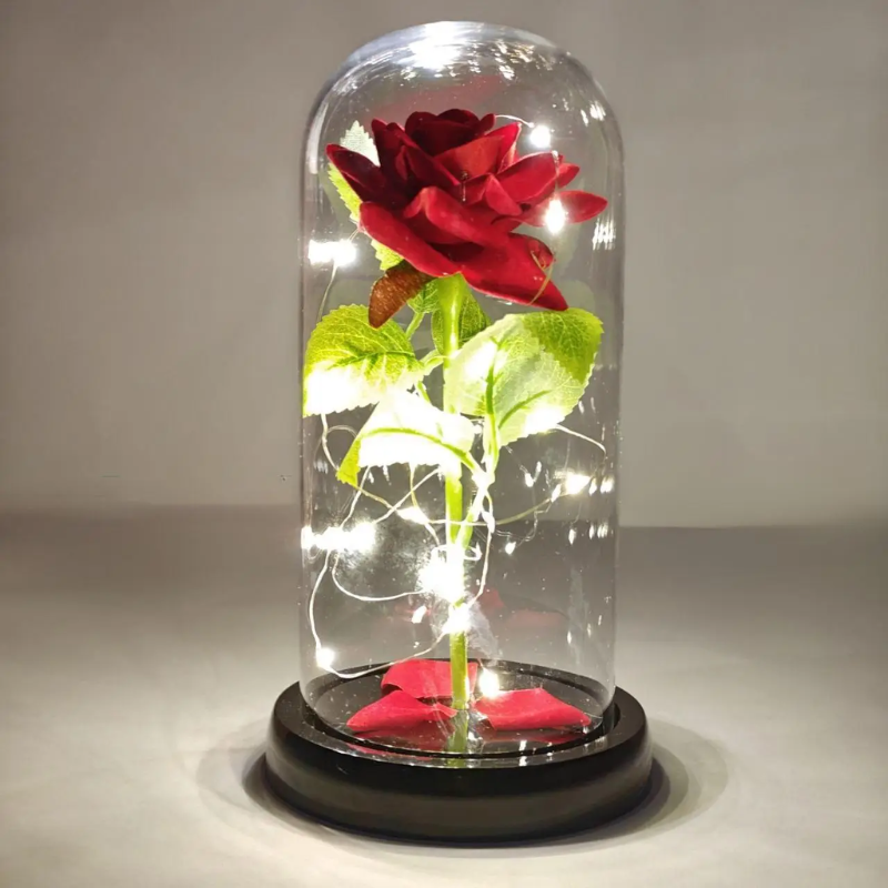 Ночник с LED-подсветкой Роза в колбе Красный (25880351)