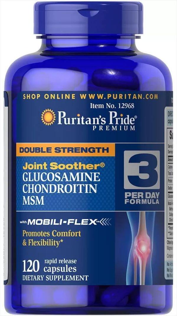 Глюкозамин хондроитин МСМ Puritan's Pride Glucosamine Chondroitin MSM Double Strength Joint Soother® 120 capsules