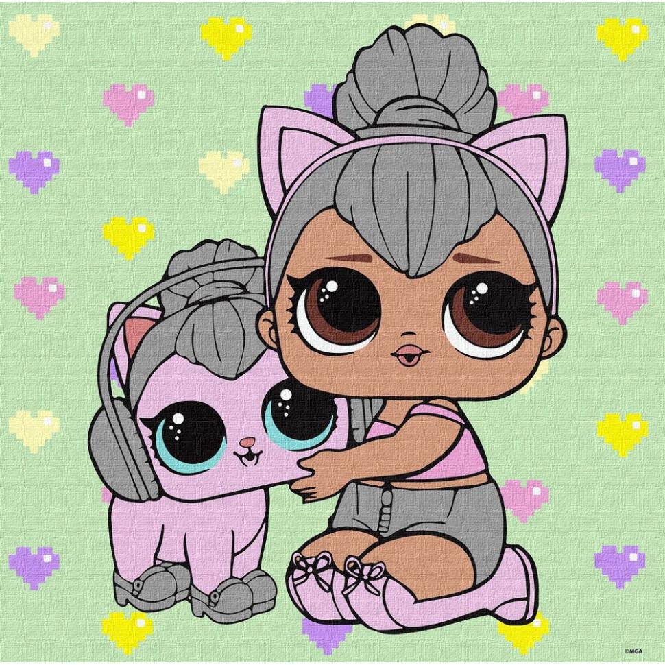 Картина по номерам Ideyka L.O.L. Surprise! TroopSurprise Kitty Queen With Kitty Kitty 40x40 см (KHO6290)