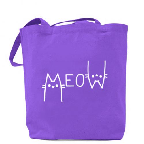 Шопер Meow cats text 41х37 см Фиолетовый (3627455-15-99322)