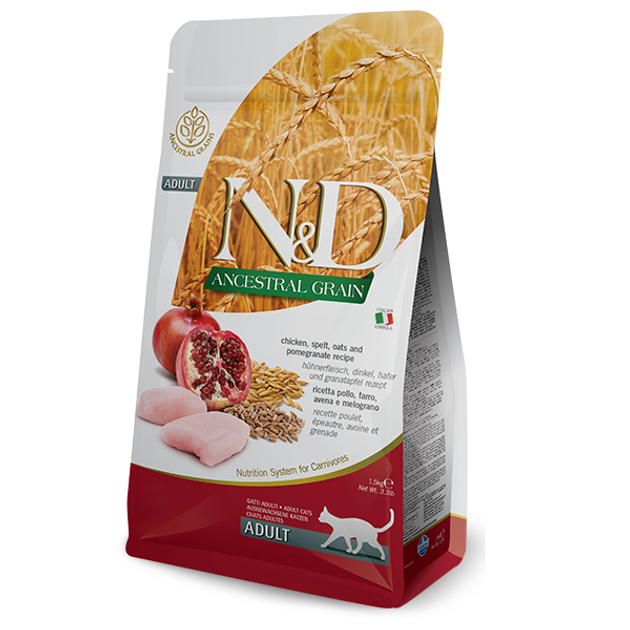 Корм для кошек взрослых Фарміна N&D LG CHICKEN/POMEGRANATE низкозерновой 1,5 кг (21571)