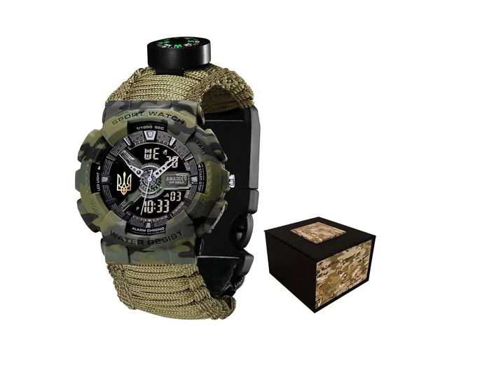 Наручные часы Awarder 005 Трезубец золото Camo Green Паракордовый ремешок Army Green Наручные часы Awarder 005 Трезубец золото Camo Green Паракордовый ремешок Army Green