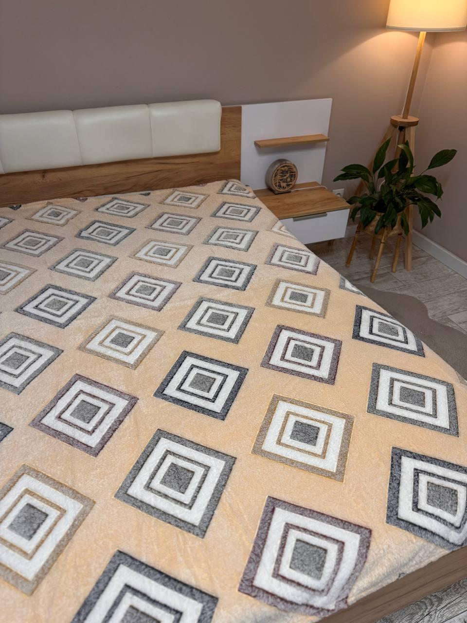 Плед м'який з візерунком Ромб 150х200 см Бежевий (П4К-2110-06)