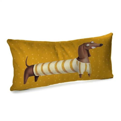 Подушка для дивана бархатная Такса в свитерке 50x24 (52BP_DOG006)