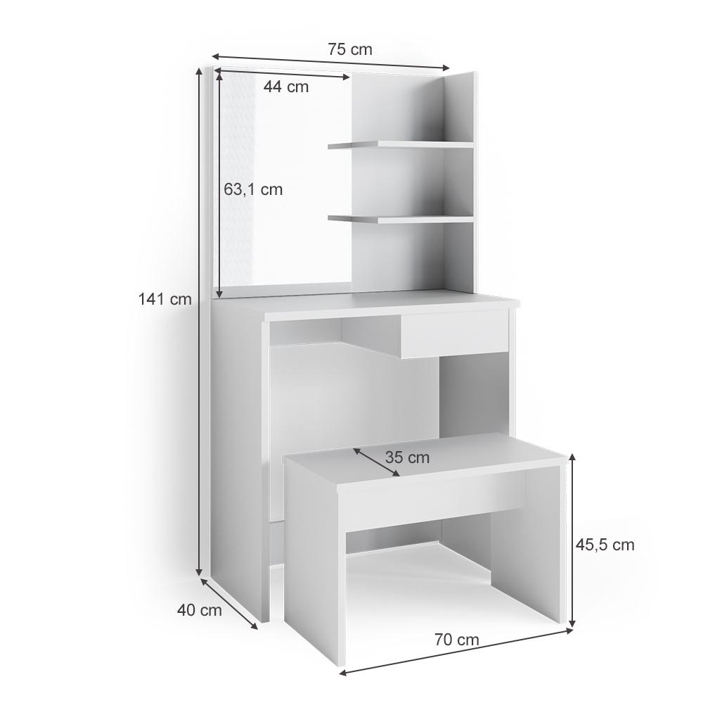 Туалетный столик Vicco Dekos со скамейкой Белый - фото 3
