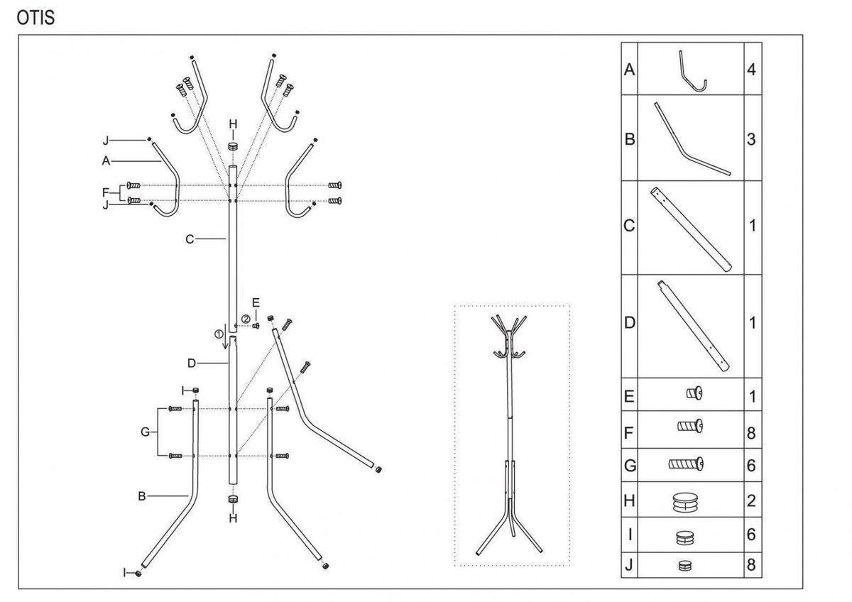 Вішалка для вітальні Otis 170 см Срібний (OOTISA) - фото 2 Вішалка для вітальні Otis 170 см Срібний (OOTISA) - фото 2