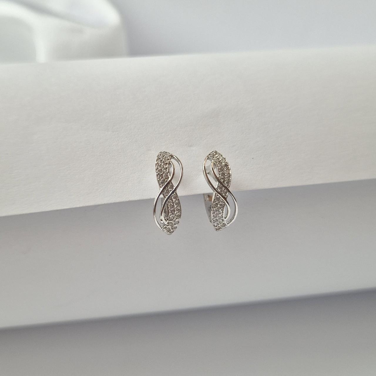 Серьги Завиток с белыми камнями серебро 925 пробы 2 г (56050р)