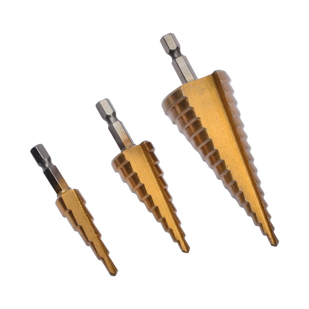 Набір свердел ступінчастих Rewolt T1635 4-12/4-20/4-32 мм для отворів із кроковим конусом 3 пр. (2694517006) - фото 2