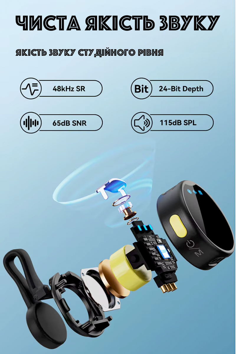 Микрофон беспроводной петличный M93 2-in-2 для iPhone/Android и видеокамеры Black - фото 7