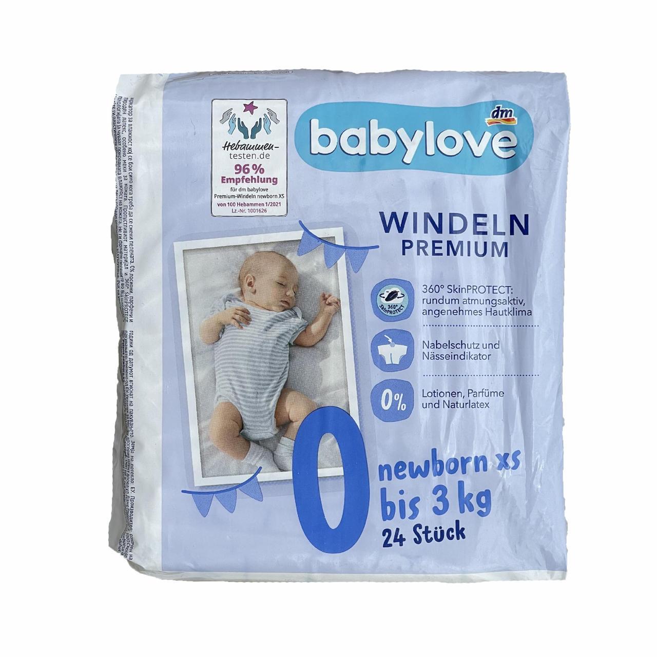 Підгузки дитячі Babylove Premium 0 Newborn XS до 3 кг 24 шт. (2301031466) - фото 1