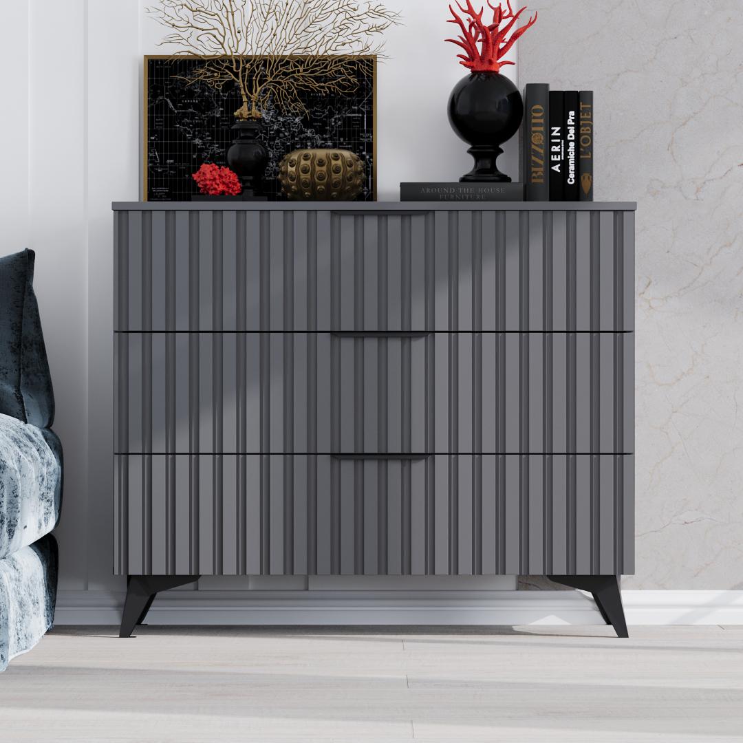 Комод DiPortes Саванна ЛОФТ К-30 МДФ 100/83/40 см Антрацит/Графіт (01190)