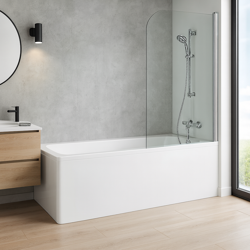 Штора для ванної KO&PO поворотна скло 6 мм прозоре 140х80 см Хром (C15479) Штора для ванної KO&PO поворотна скло 6 мм прозоре 140х80 см Хром (C15479)