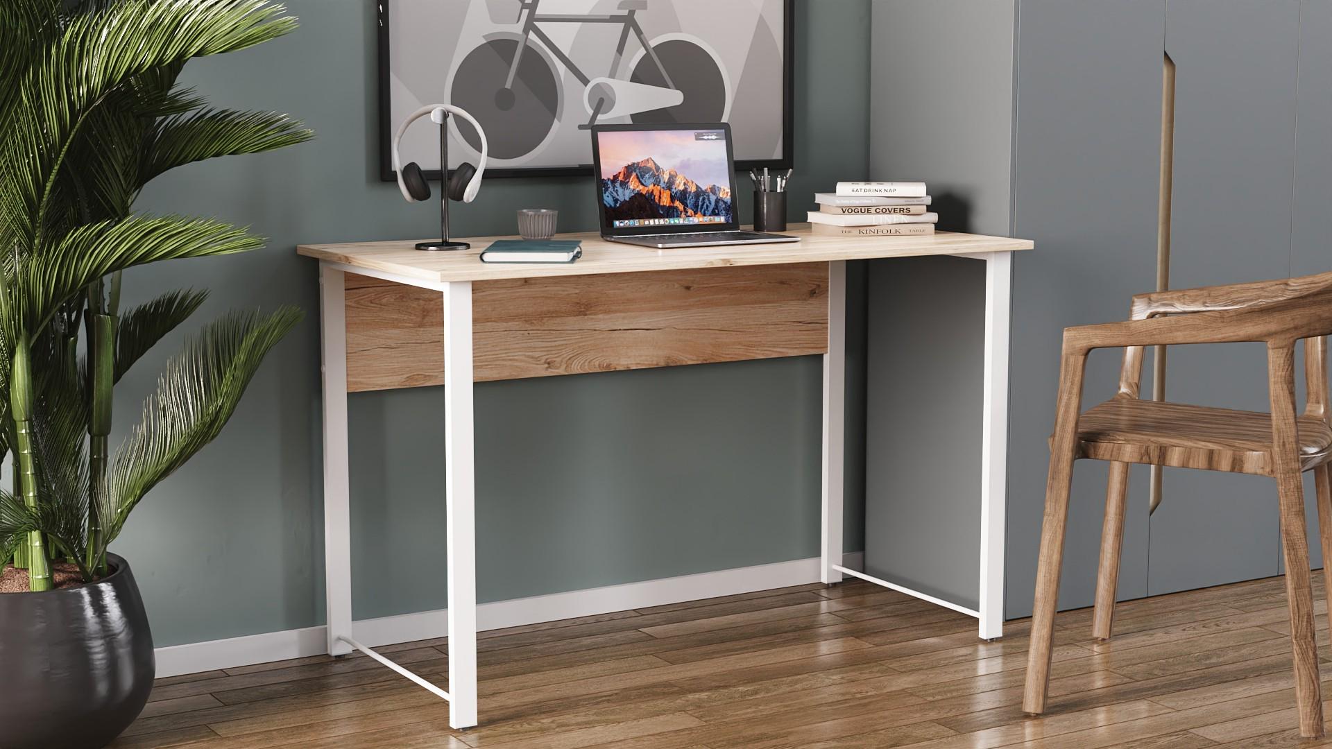 Компьютерный стол Ferrum-decor Курт ДСП 32 мм 75x140x60 см Белый/Дуб Сан-Марино (FRD-102224)