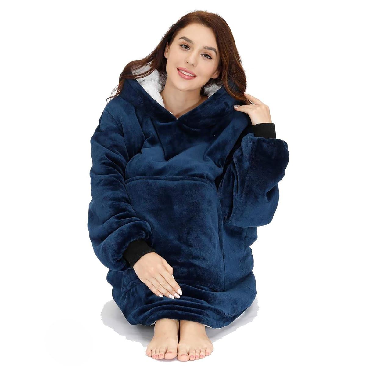 Плед-худи двусторонний с капюшоном Синий (29433494) - фото 2 Плед-худи двусторонний с капюшоном Синий (29433494) - фото 2