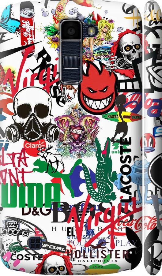 Чехол на LG K10 / K410 Many different logos (4022m-349-42517)