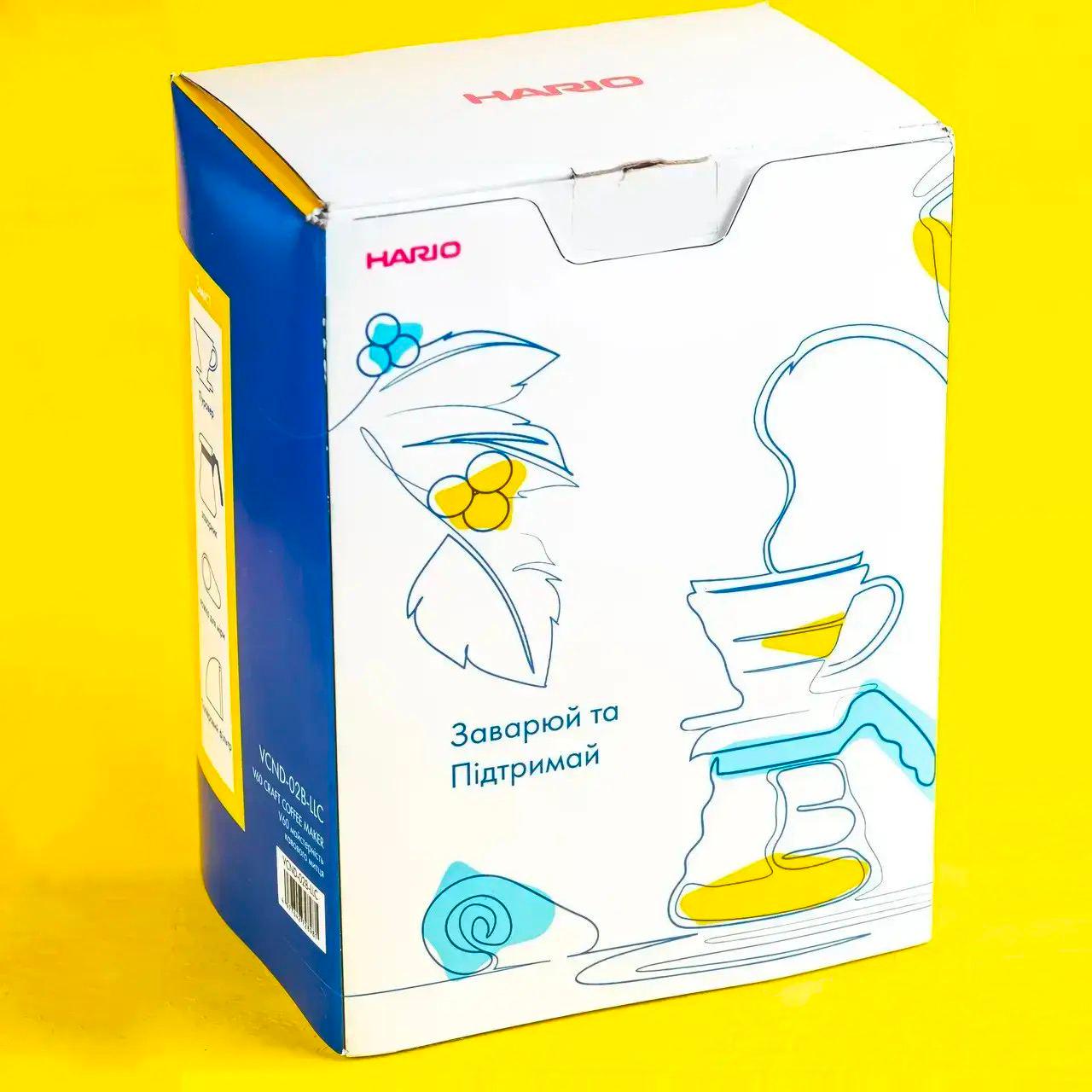 Набор для приготовления кофе Hario V60 CRAFT Ukraine "Заварюй та підтримуй" (VCND-02B-LLC)