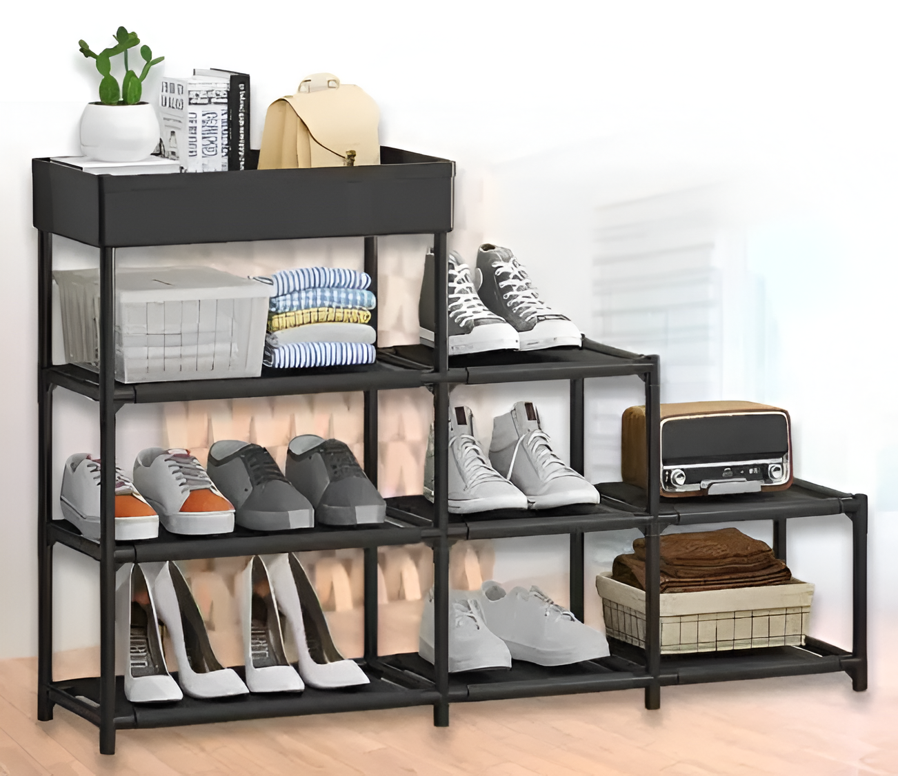 Полка для обуви 4 секции Черный (10342) - фото 7 Полка для обуви 4 секции Черный (10342) - фото 7