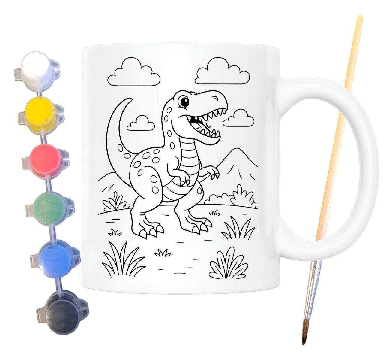 Набор для творчества кружка раскраскаДинозавр Тиранозавр Рекс 330 мл Белый (КР0154)