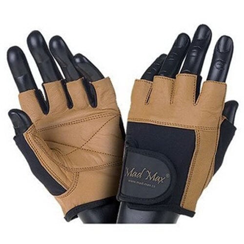 Перчатки для зала и фитнеса без пальцев кожаные Mad Max Fitness MFG-444 M Коричнево-черный