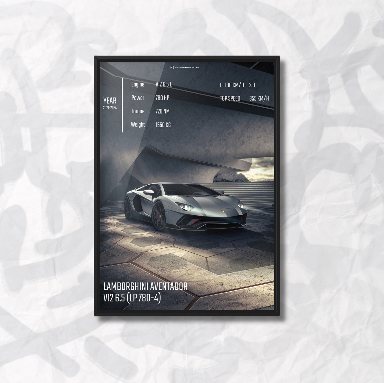 Картина с авто Lamborghini Aventador передняя часть дизайн Club Sport А3 297х420 мм (LB0036)