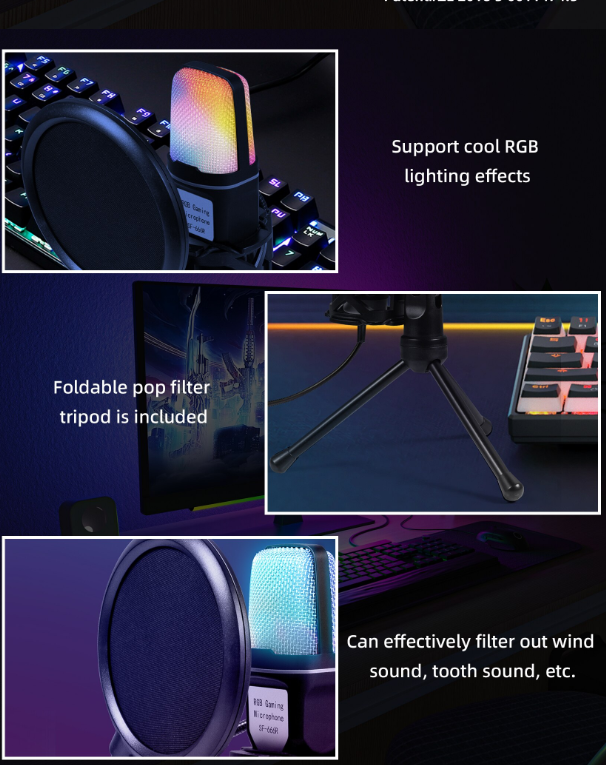 Микрофон YANMAI с RGB-подсветкой (SF666R) - фото 8 Микрофон YANMAI с RGB-подсветкой (SF666R) - фото 8