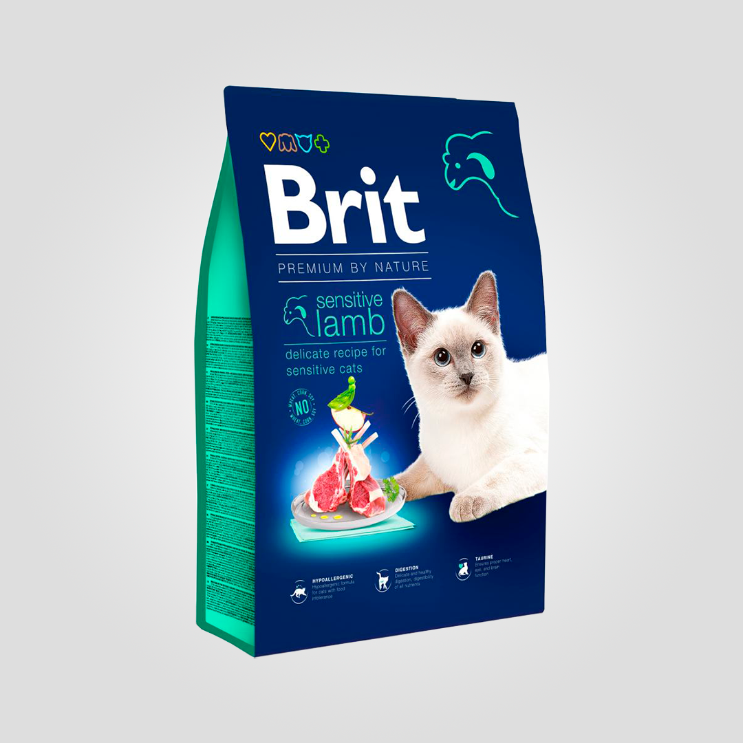 Корм сухой Brit Premium Cat by Nature Sensitive для кошек с чувствительным пищеварением с ягненком 8 кг (20502474)
