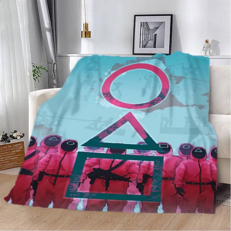 Плед-покривало Игра в кальмара детское 135х160 см Голубой