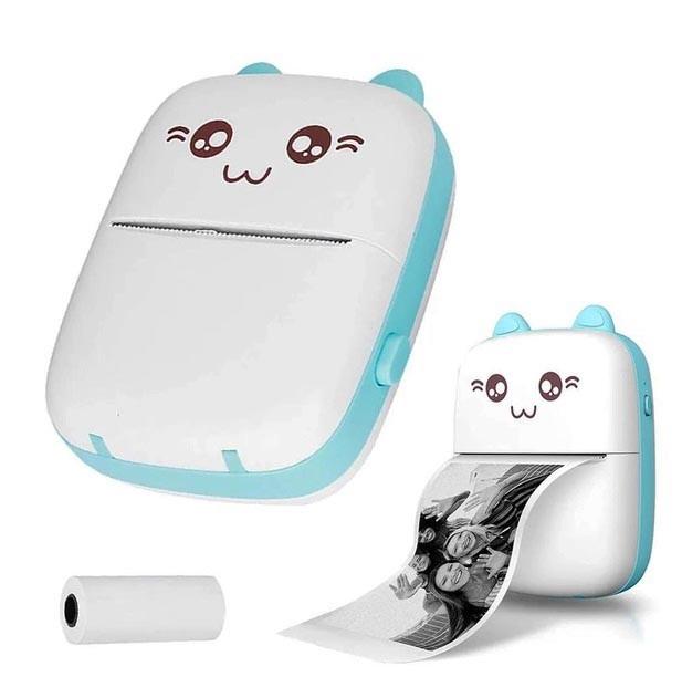 Принтер дитячий Cat Ears 8499 Mini printer Bluetooth акумуляторний Блакитний (2231412231) - фото 2