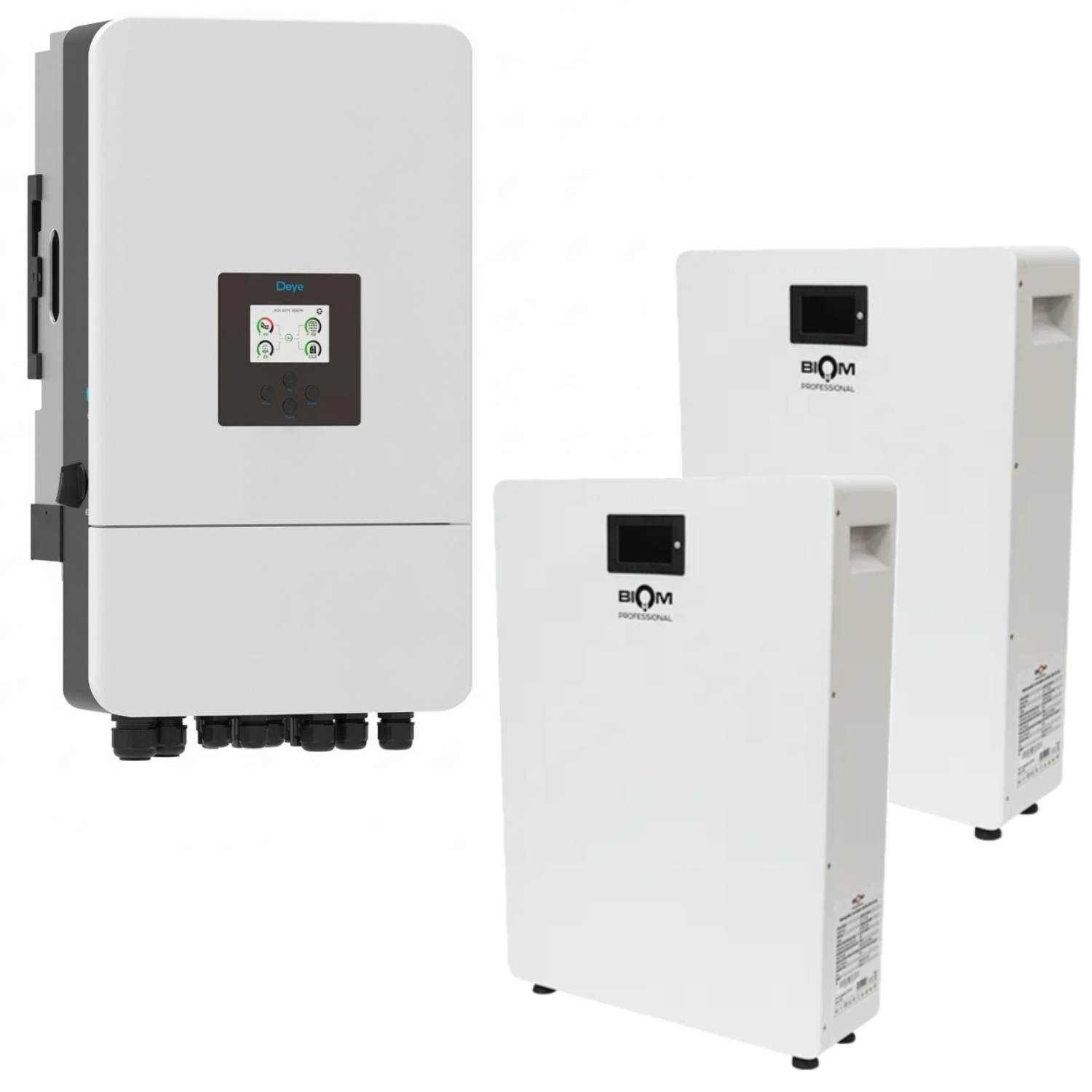 Комплект автономного энергоснабжения Deye SUN-8K-SG05LP3-EU 8 кВт 3 фази и Biom BALFP-512100-V1 2 шт. 5,12 кВт/год LiFePO4