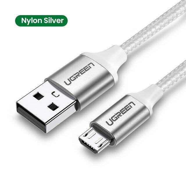Кабель зарядний Ugreen Micro USB 2,0 5 V 2,4 A 0,5 м Silver (US290) - фото 2