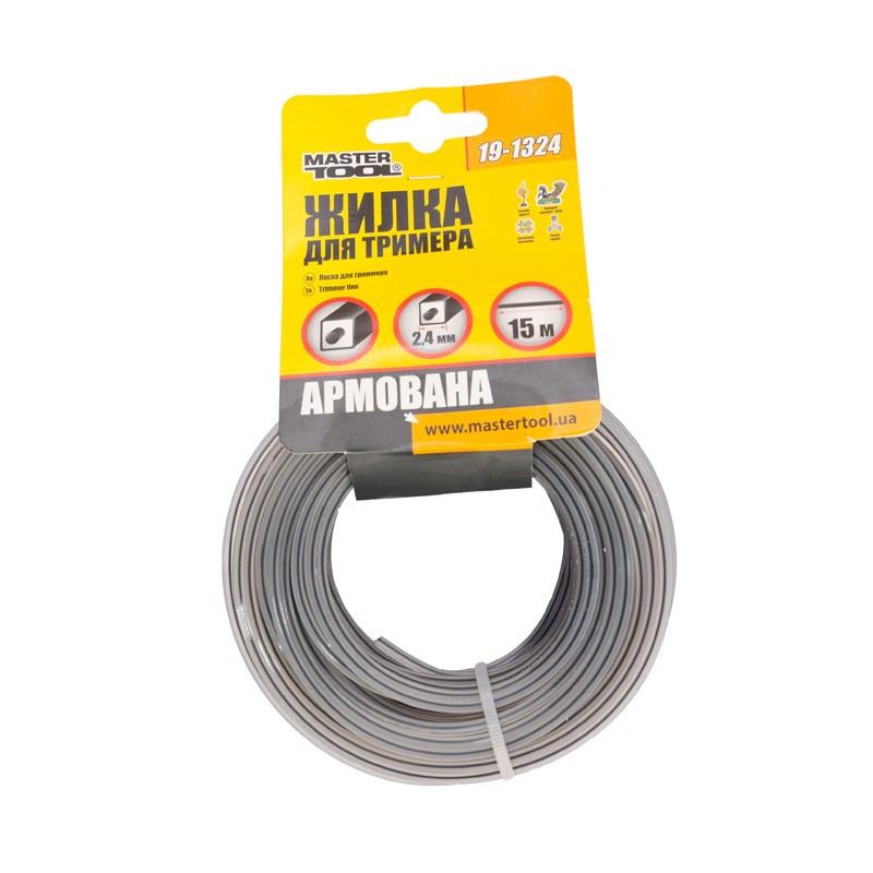 Лісочка для тримера Mastertool армована 2,4 мм 15 м квадрат (19-1324)