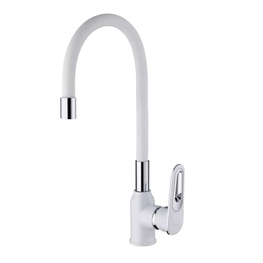 Смеситель для кухни Frap F4049 с гибким изливом Белый/Хром (1033736)