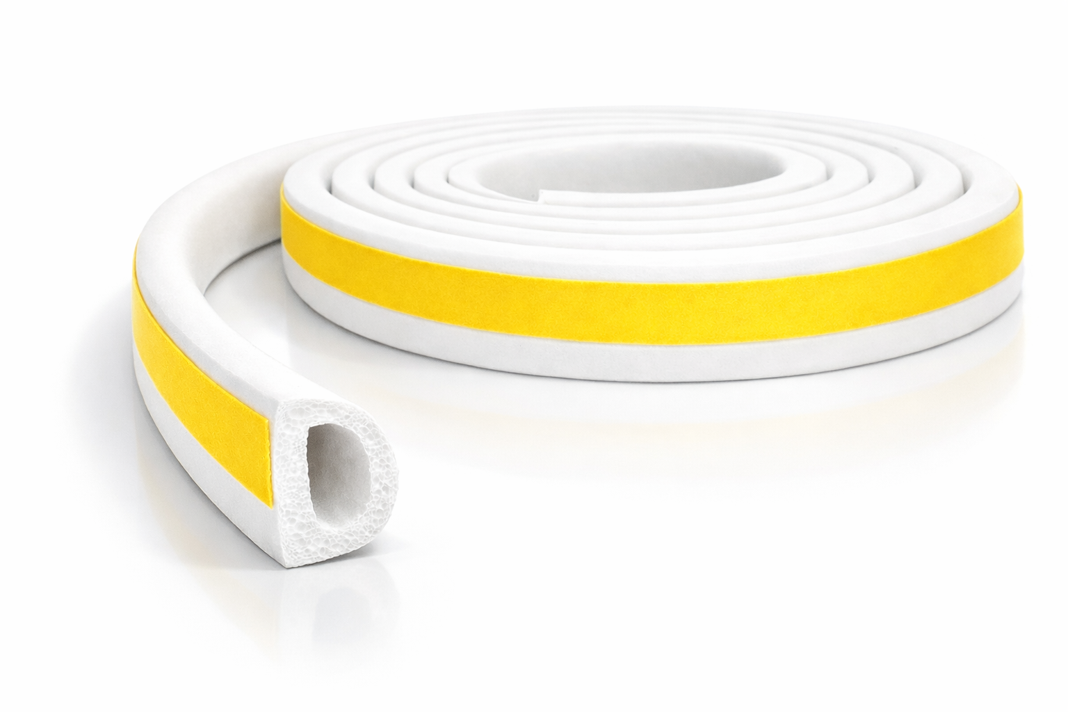 Ущільнювач самоклеючий D профіль 9x7,5 см каучуковий для вікон та дверей одинарний 1 м Білий (UD1100)