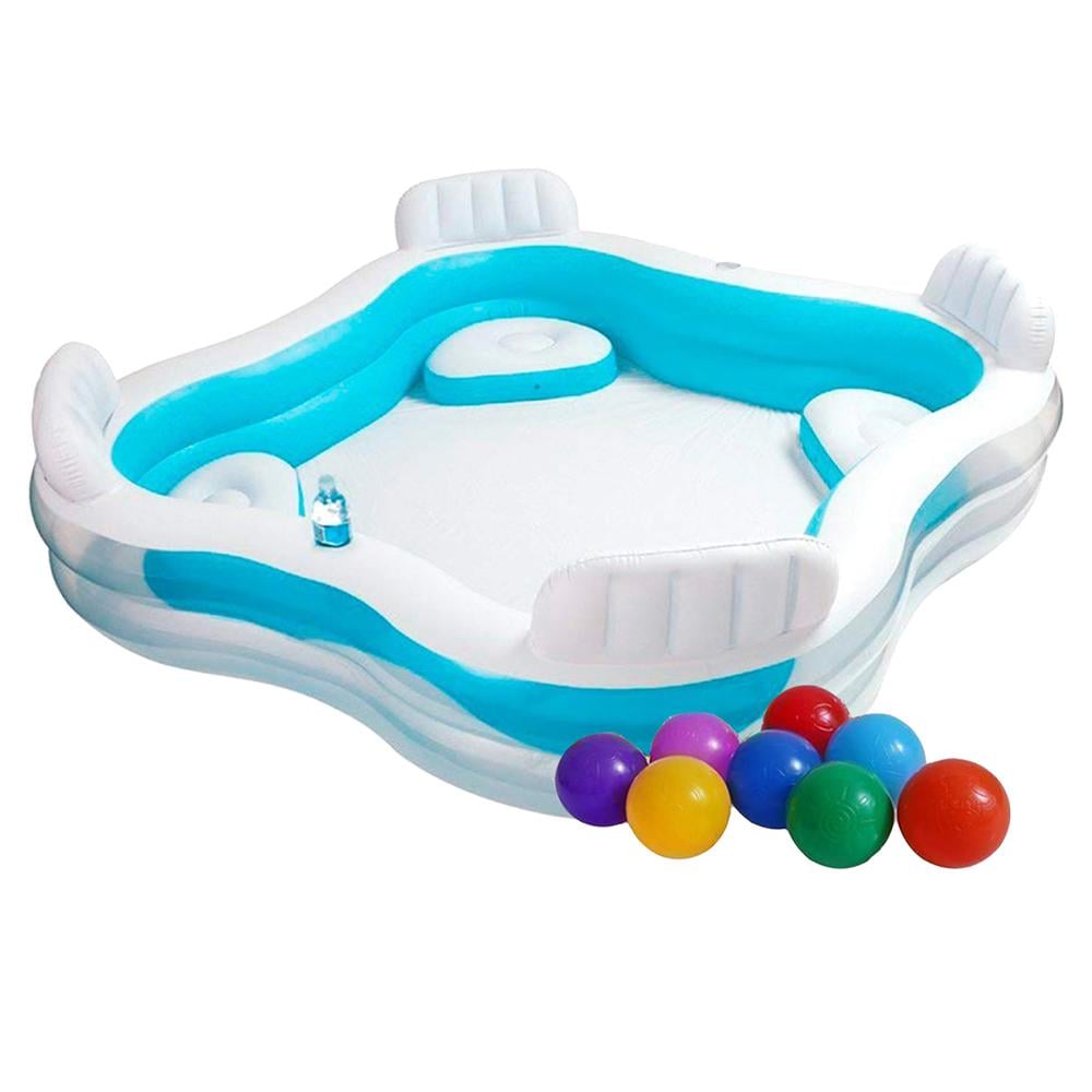 Бассейн надувной детский Intex 56475-1 с шариками/сидениями/подстаканниками 229х229х66 см (20798421)