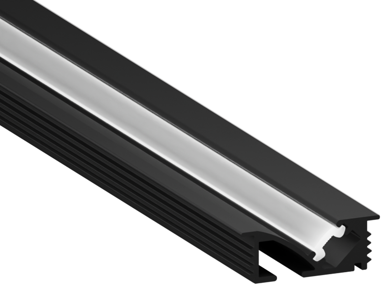 Профіль алюмінієвий LEDUA АЛ-34 з розсіювачем для LED стрічки врізний 2 м Чорний (27195335)