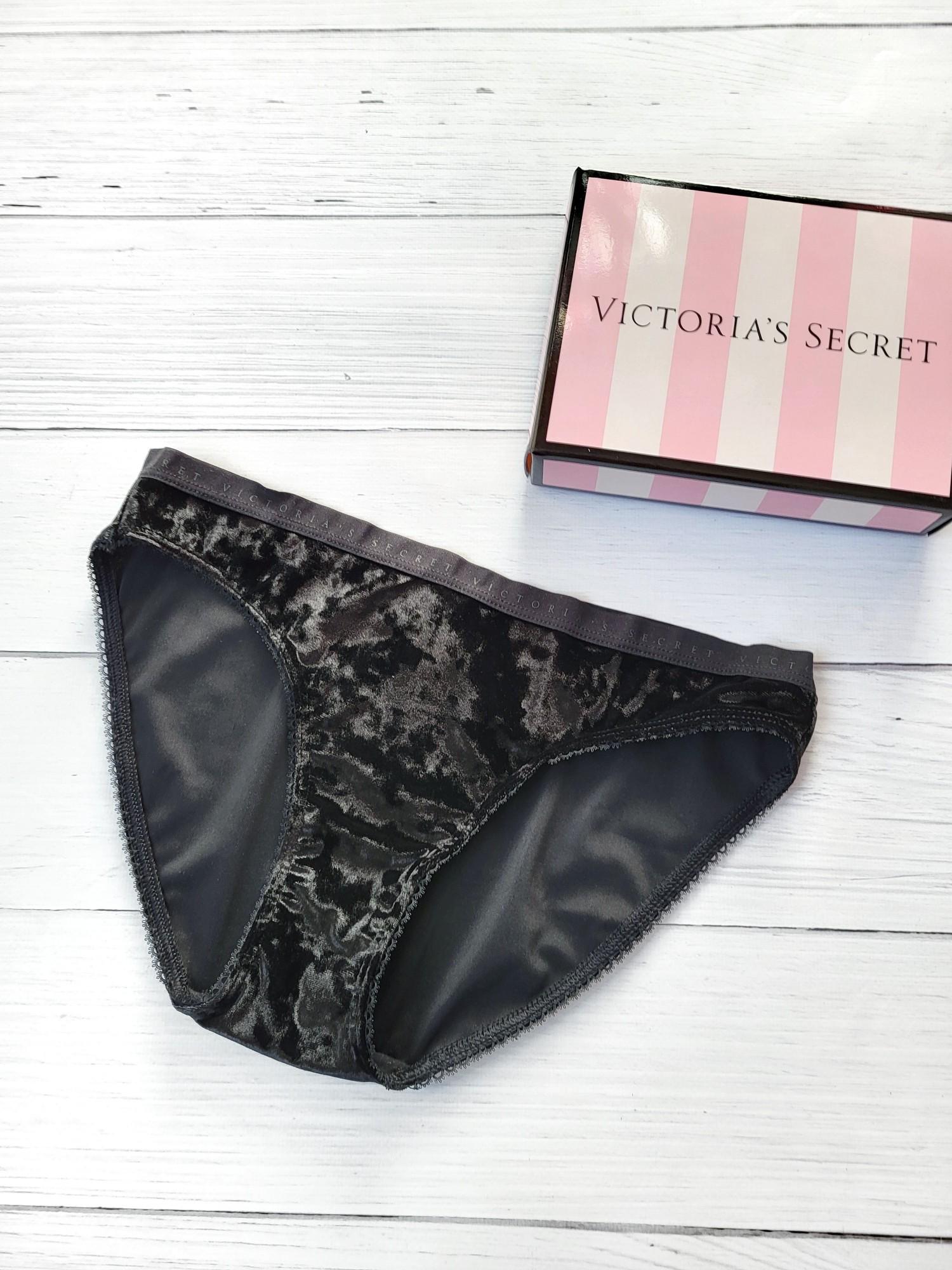 Жіночі трусики Victoria's Secret black velvet bikini panty А-505 M Чорний (55147696)