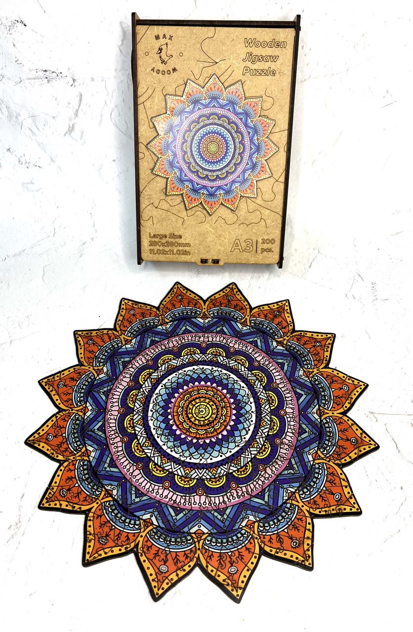 Пазл дерев'яний фігурний Max Woody Мандала A3 200 деталей