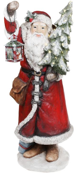 Фигура декоративная Санта с елкой и фонариком 98 см с Led-подсветкой Красный (BD-820-138)