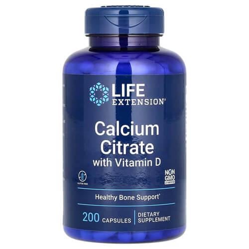 Кальций Life Extension Calcium Citrate with Vitamin D 200 Capsules (LEX-19632)