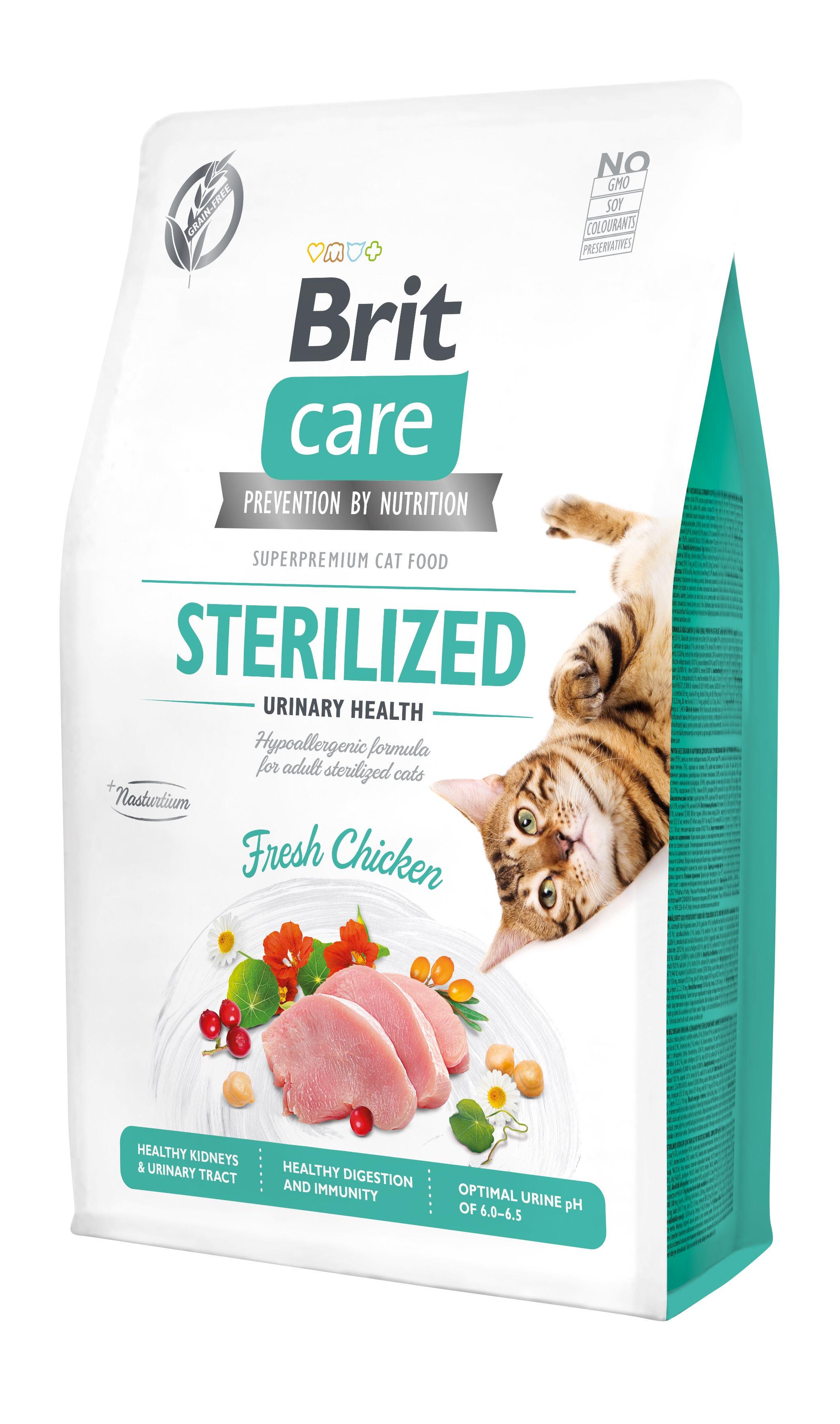 Корм сухий для стерилізованих котів Brit Care Cat GF Sterilized Urinary Health з куркою 2 кг (8595602540730)