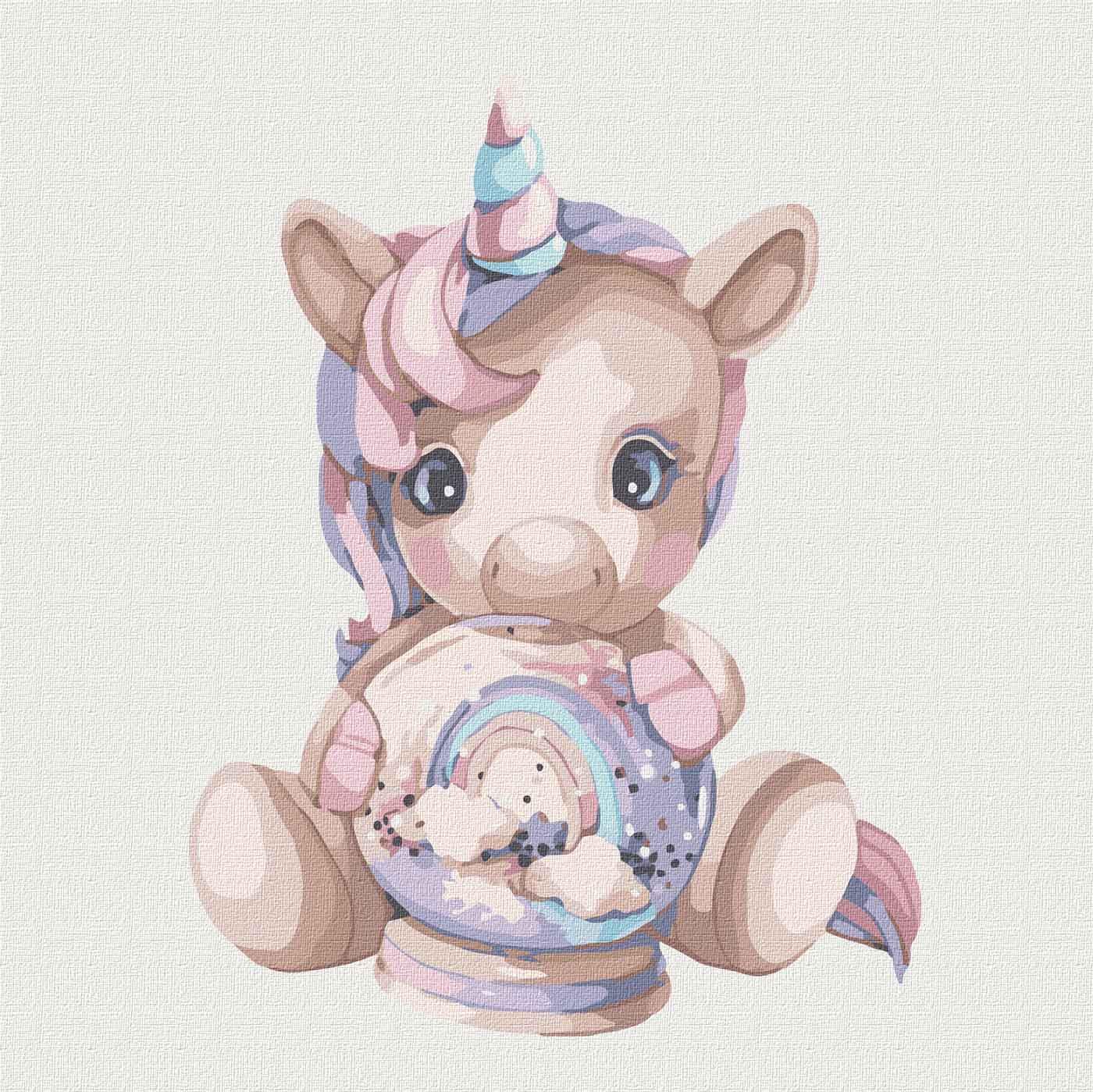 Картина по номерам Идейка Розовый единорог КНО2357 холст на подрамнике 30x30 см (1329520549)