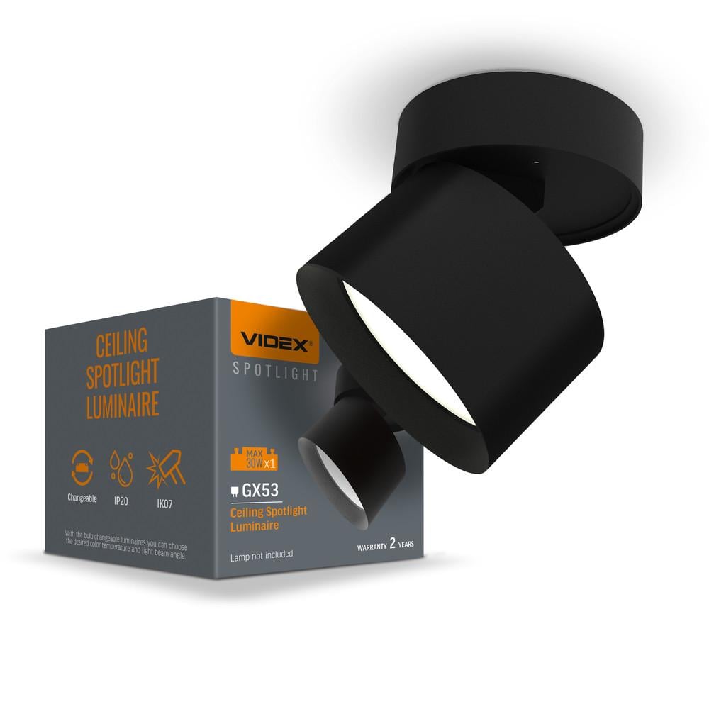 Светильник Videx под лампу GX53 поворотный Черный (VL-SPF18B-B)