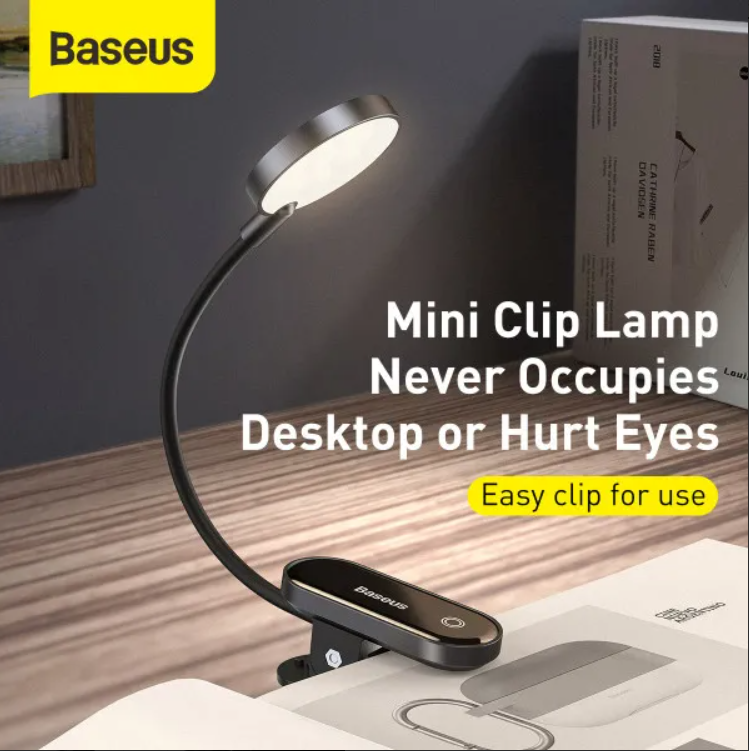 Настольная лампа BASEUS Comfort Reading Mini Clip Lamp LED со встроенным аккумулятором на прищепке 350 mAh Серый (DGRAD-0G) - фото 6